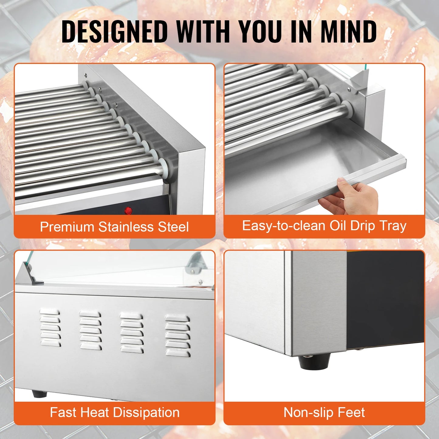 SucceBuy Commercial Hot Dog Roller Sausage Maker 110V