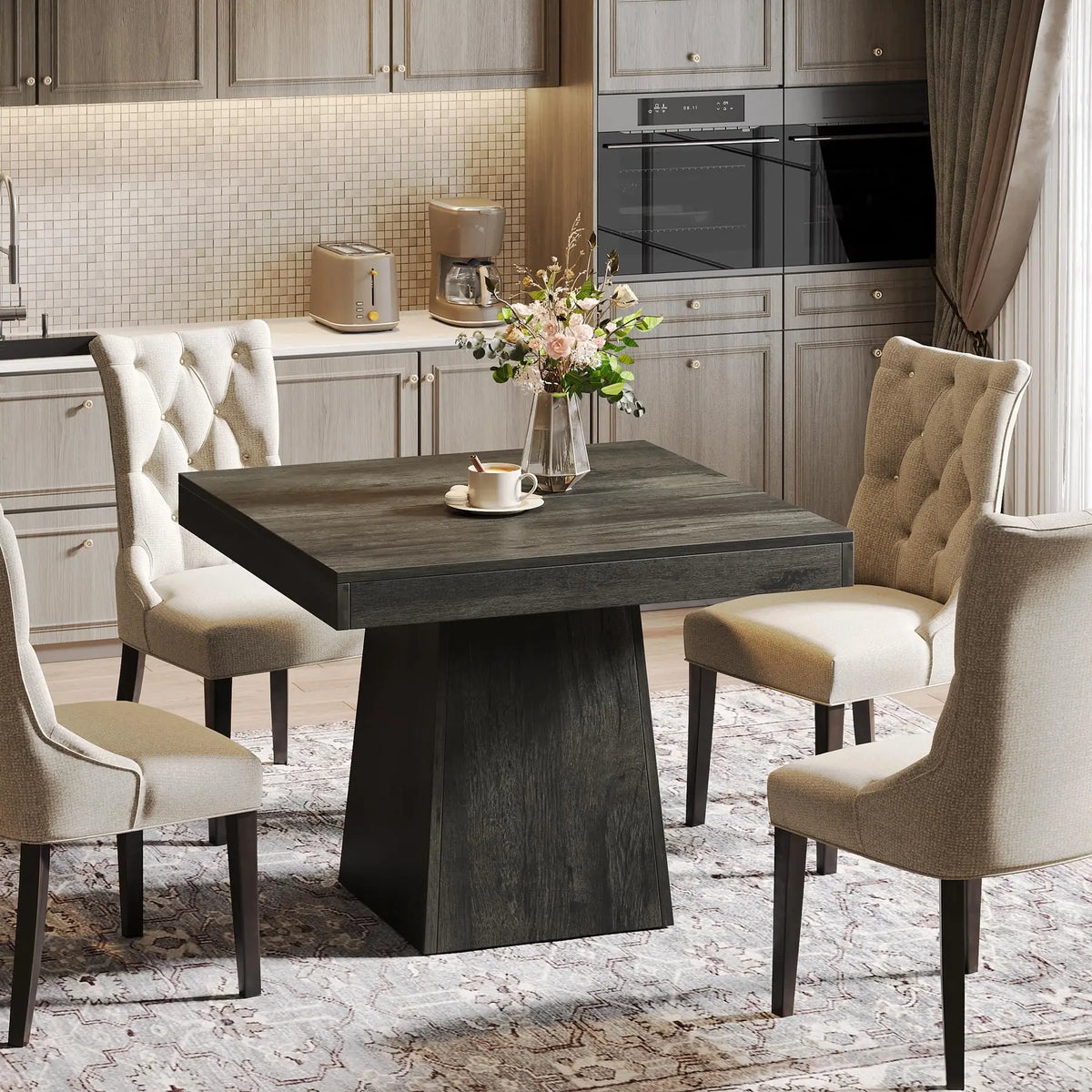 Tribesigns Square Pedestal Farmhouse Dining Table