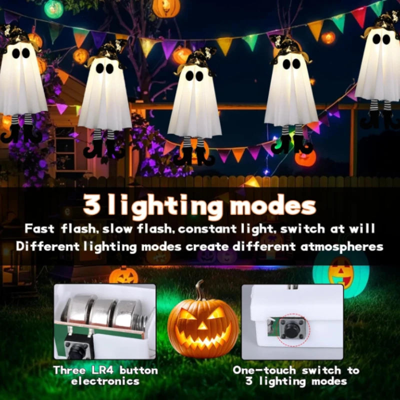 Halloween LED Light Up Witch And Ghost Hanging Decor