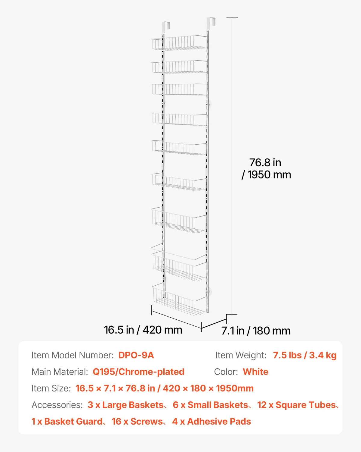 SucceBuy Adjustable Over The Door Pantry Rack