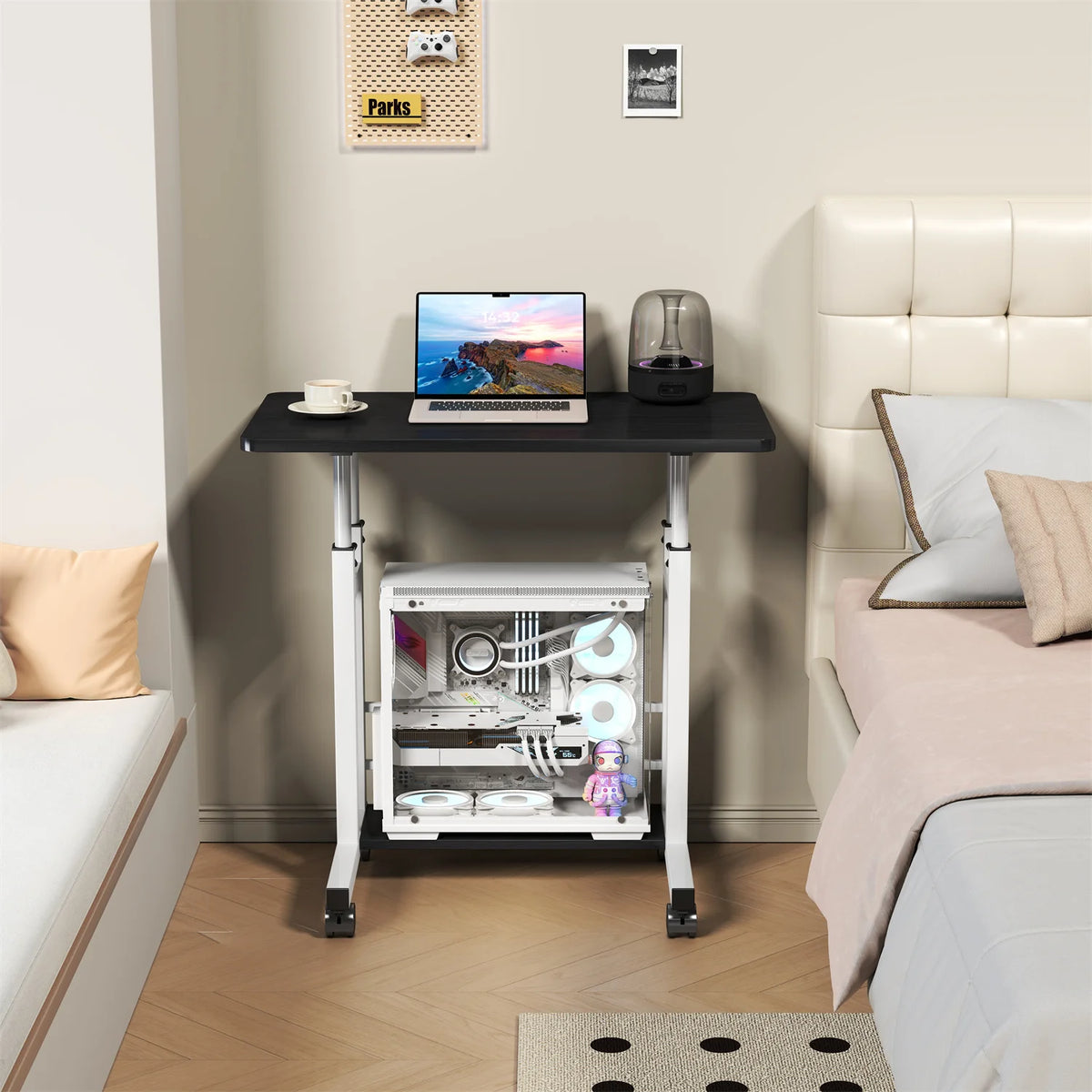 HiMISS Adjustable Mobile Standing Desk With Storage