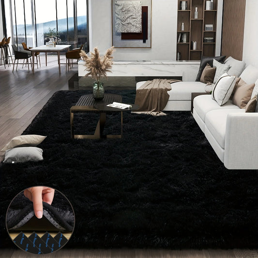 Plush Geometric Aubusson Rug 100 Percent Polyester Black