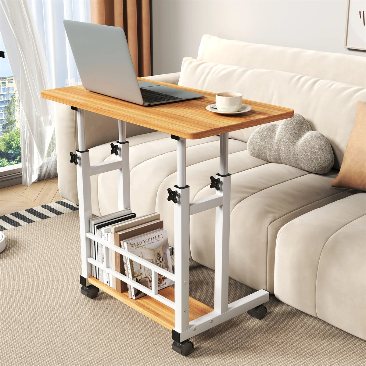 HiMISS Adjustable Mobile Standing Desk With Storage