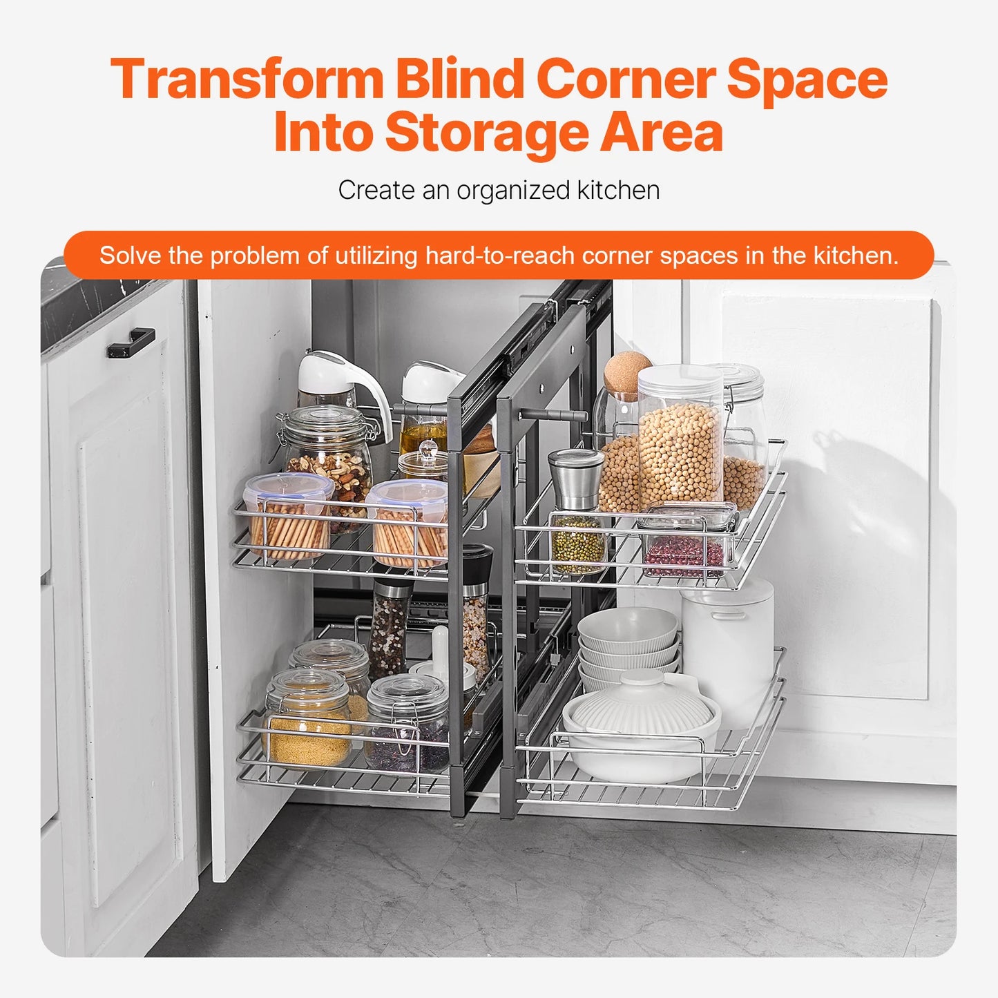 SucceBuy Stainless Steel Blind Corner Pull Out Organizer
