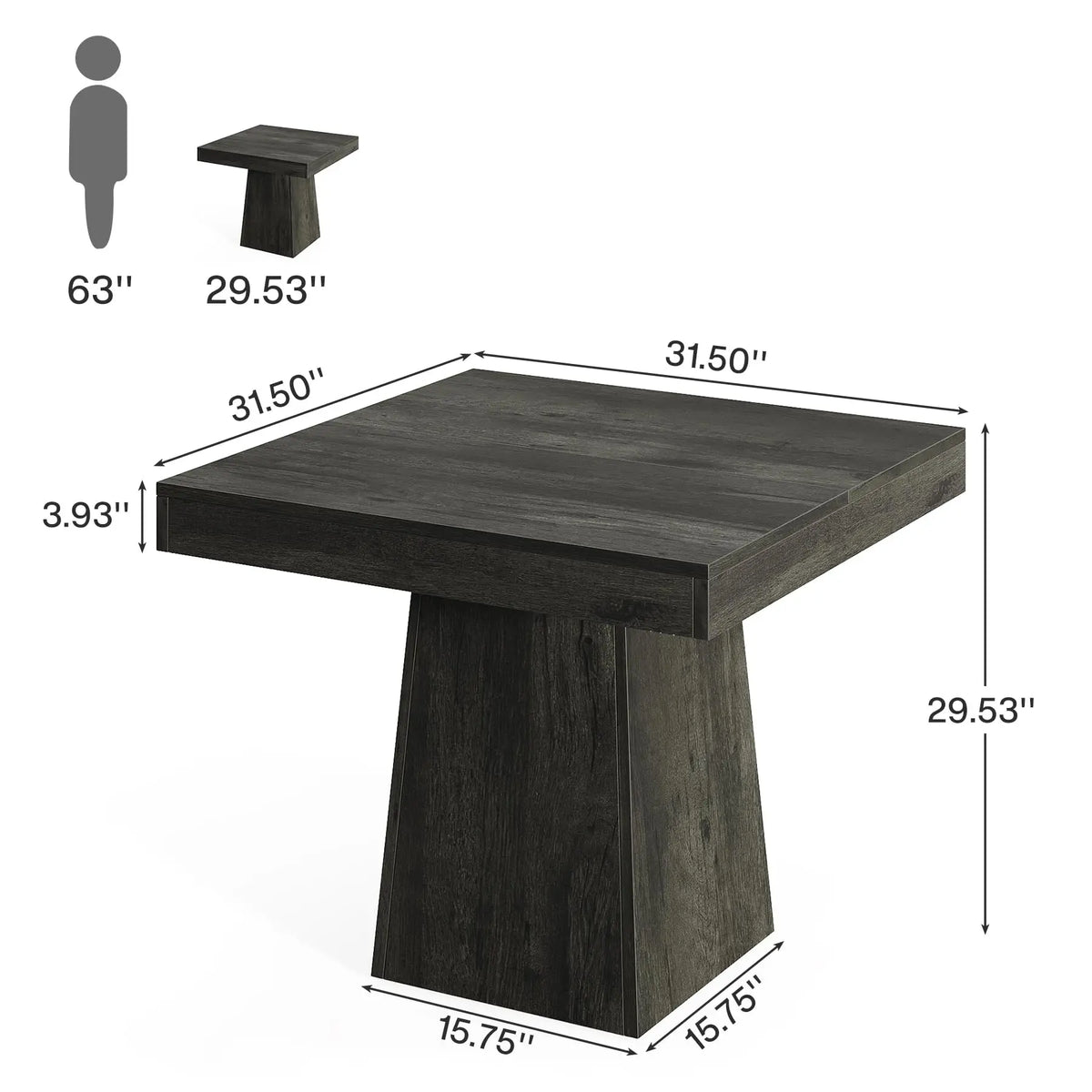 Tribesigns Square Modern Farmhouse Kitchen Dining Table