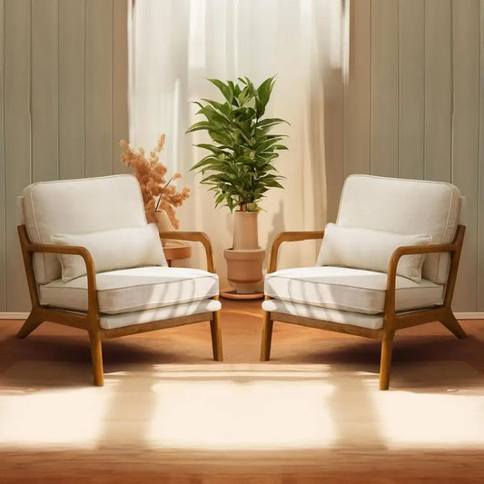Upholstered Wood Frame Accent Chairs Set of Two