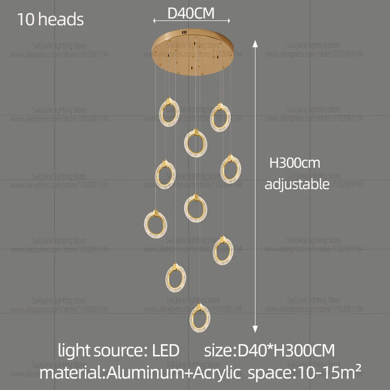 Campeggi LED Circular Chandelier Pendant Light Living Room