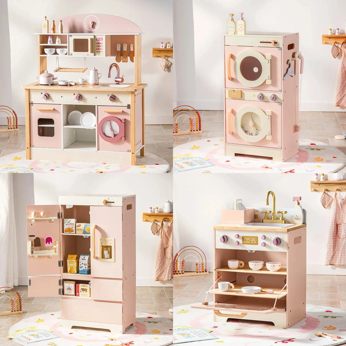 Robud Wooden Kids Play Kitchen Set With Appliances