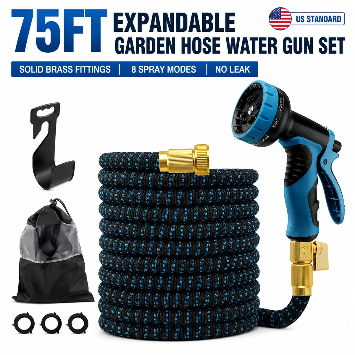 Expandable Retractable Garden Hose With 8 Spray Modes