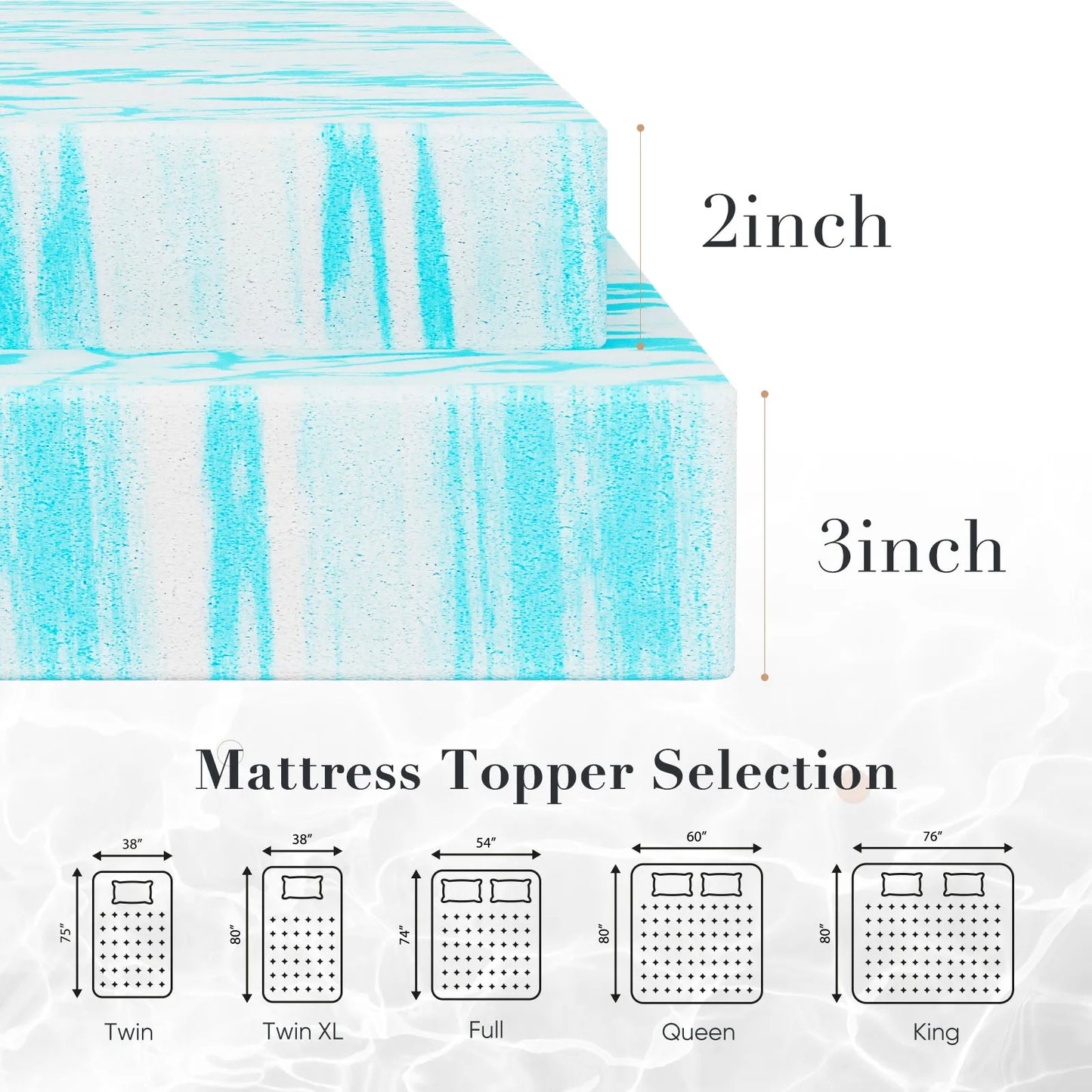 JHK Gel Cooling Memory Foam Mattress Topper