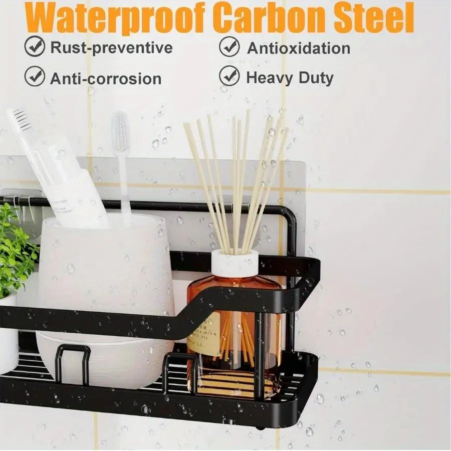 Adhesive Shower Caddy Set, Rustproof Stainless Steel, 5 Pack