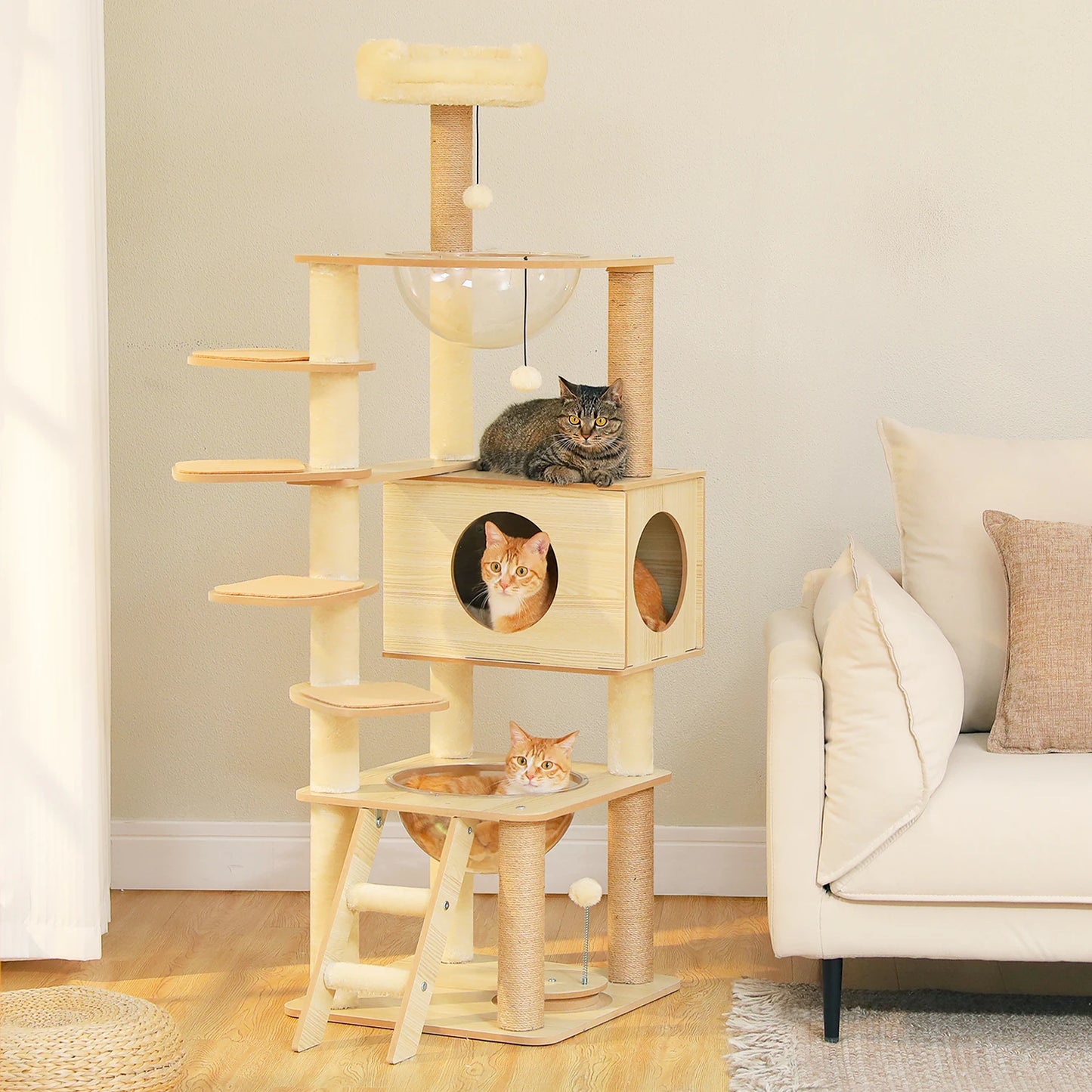 PAWZ Ro Multi-Level Wood Cat Tree With Scratching Posts