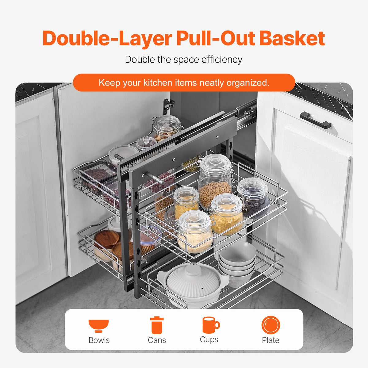 SucceBuy Stainless Steel Blind Corner Pull Out Organizer