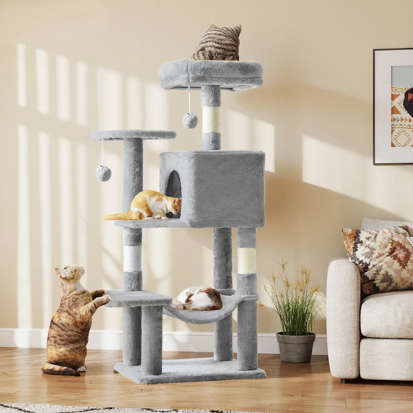 JHK Four-Level Cat Tree Tower For Indoor Multi-Cat Play