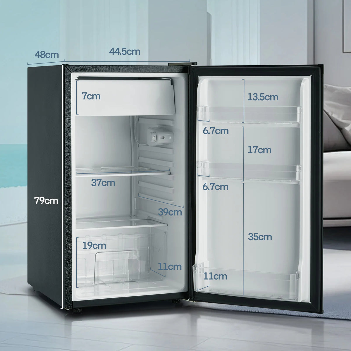 FOHERE Mini Refrigerator With Freezer And Thermostat
