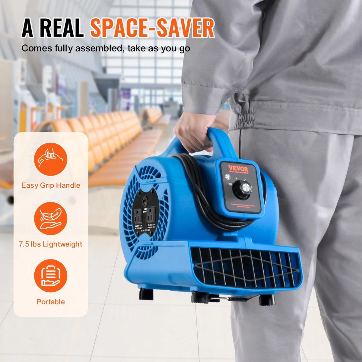 SucceBuy Portable Floor Blower Air Mover for Drying