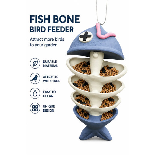 Outdoor Fish Bone Resin Bird Feeder Garden Station
