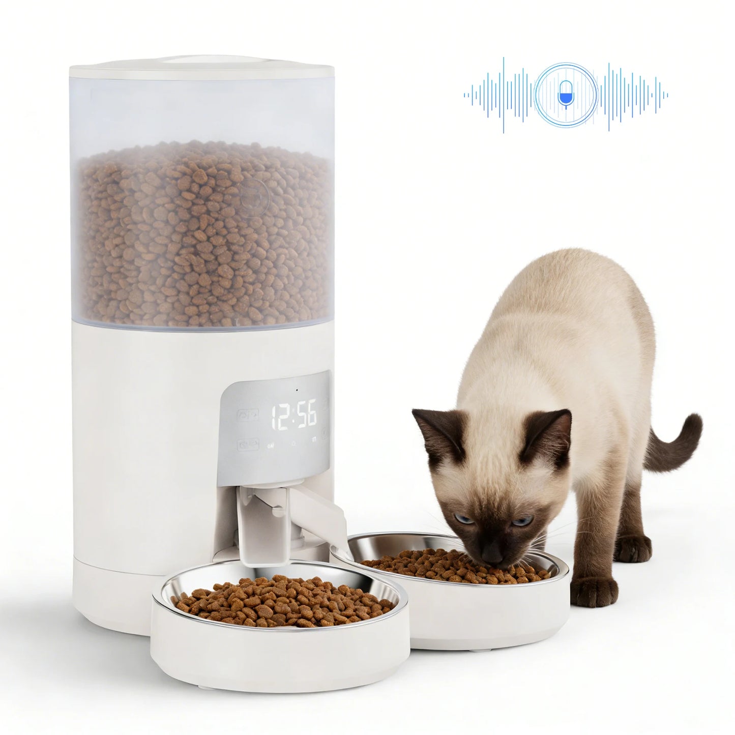 Automatic Cat Feeder With Two Bowls Timed Dispenser