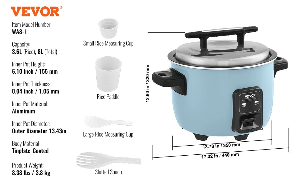 VEVOR Rice Cooker With Aluminum Nonstick Inner Pot Buffet