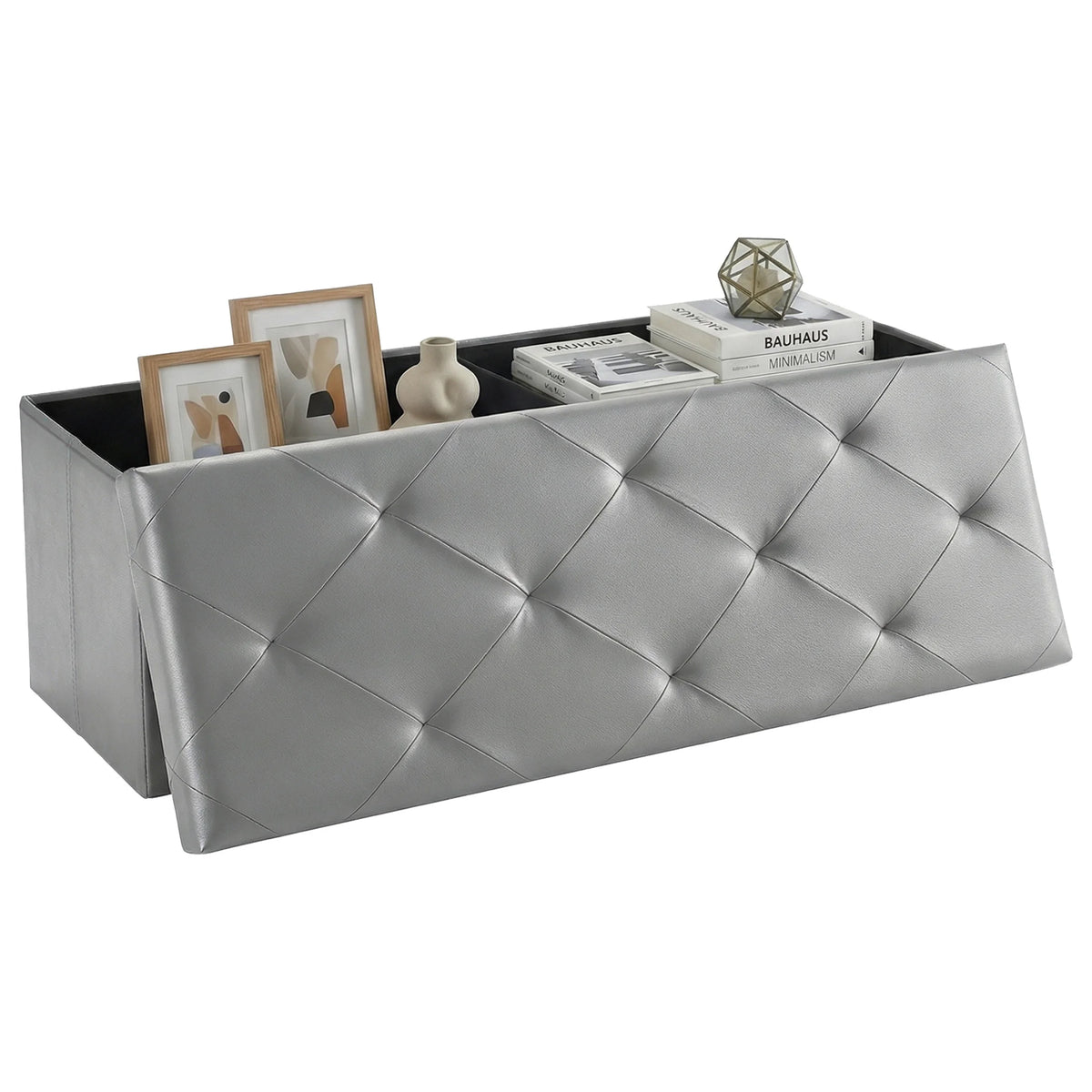 MCQ Faux Leather Ottoman Storage Bench for Home