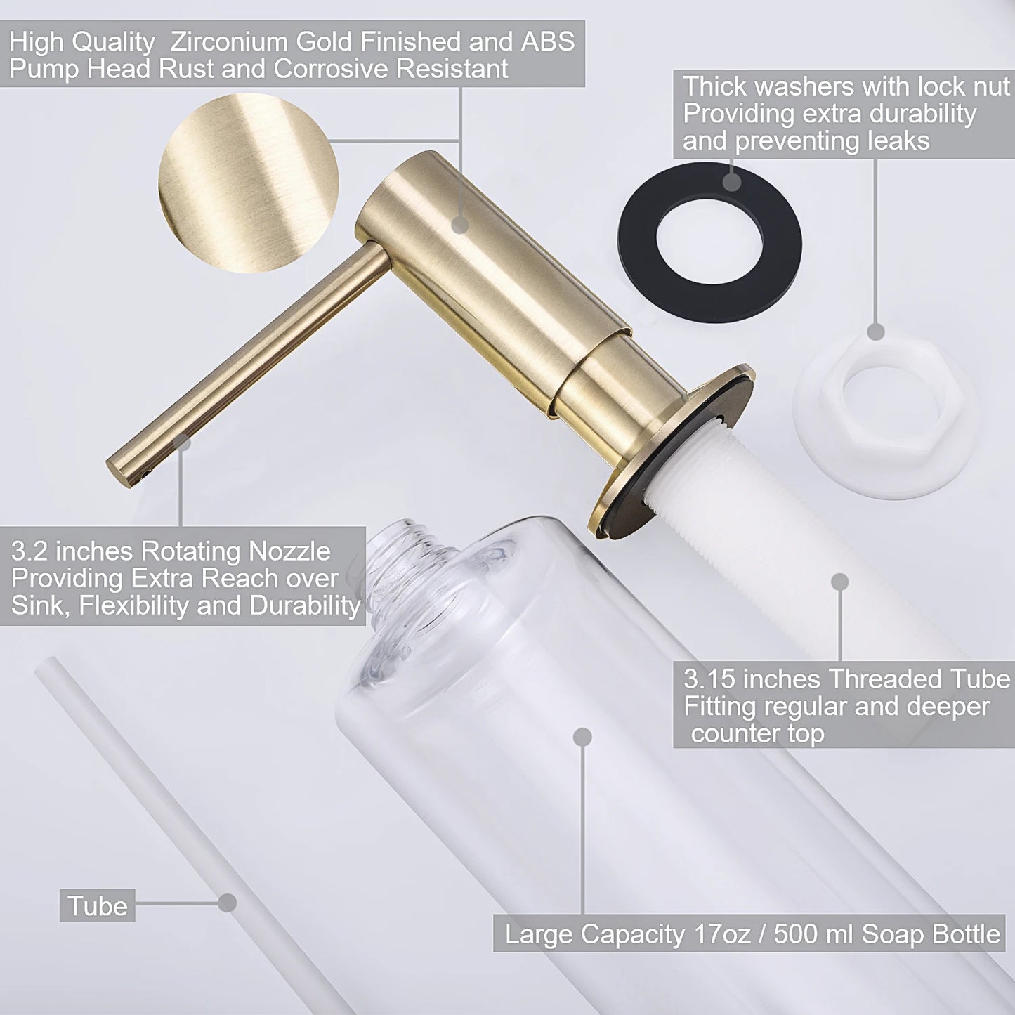 Samodra Liquid Soap Dispenser With Brass Pump Head Bottle